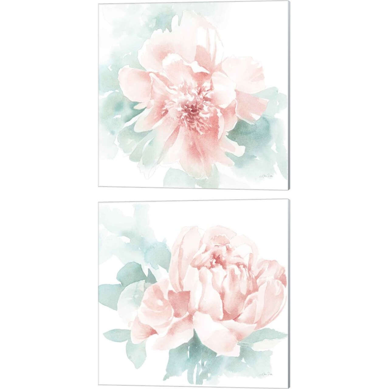 Poetic Blooming Pink by Katrina Pete 14" x 14" Canvas Wall Art (Set of 2)